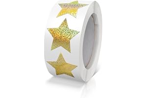 MEITAAT Gold Sterne Aufkleber Rolle 2.5cm Klein Selbstklebende Glänzende Etiketten Weihnachts Stern Funkelnde Aufkleber Star Sticker Sterne Glitzer Deko Scrapbooking 500 Stück