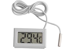 ZERODIS Termometr do wody, czujnik sondy, cyfrowy termometr LCD do ryb akwariowych i gadów, takich jak jaszczurki i żółwie