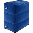 YORKING Inflatable Foot Rest Pillow for Plane 3 Layers Adjustable Heights Leg Rest Cushion Toddler Airplane Travel Essentials Multifunctional Airplane Foot Rest for Office Home Travel Navy Blue