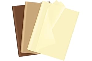 NEBURORA assorti du papier de soie marron ensemble 60 feuilles enveloppe de papier cadeau rétro brun 3 couleurs pour les vacances de vacances de vacances à l'automne décorations de fête
