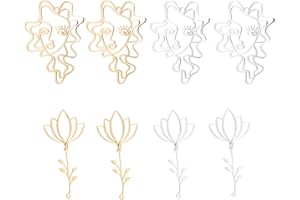 DICOSMETIC Acier Inoxydable Pendentifs d'empreinte de bébé Pendentifs de visage de femme abstraite Pendentif de trèfle à quatre feuilles pour la Fabrication de Bijoux Artisanat