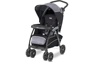 Chicco Cortina CX Stroller, Pram for 0-5 years New Born / Baby / Toddler / Kid (Boy,Girl), 8 Reclining Positions with Cradle-effect Seat, Easy One-hand Folding, Linked Brakes and Shock-proof Wheels, 3-Position Adjustable Parent Handle, 5-Point Safety Harness (Upto 22 Kgs, Jet Black)