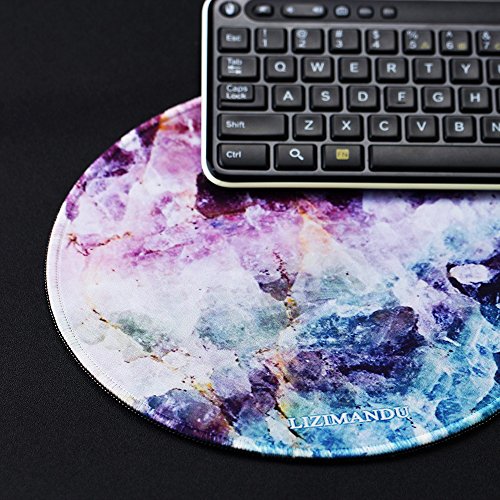 Gaming Mauspad(250 x 250 x 3 mm) ,Lizimandu Silent Designer Runde Round Mousemat /Standard Size mit Anti-Rutsch-Leder-Runde Double Sided Durchmesser 25 cm für alle gängigen Mouse-Typen(Kristall/Crystal) - 6