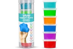 Vive Therapy Putty - Theraputty, Therapeutic, Occupational and Exercise Tool for Stress - Finger, Hand Grip Strength Exercises - Extra Soft, Medium, Firm Resistance (6 Count (Pack of 1))