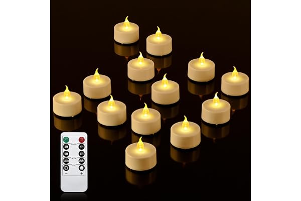 cimetech 12 Bougie Chauffe Plat Bougies Led avec Minuterie Telecommande pour la Maison, la Chambre, la Table, Halloween, décoration de Noël