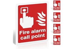 DETAILING GARAGE 5pcs Fire Alarm Call Point Safety Sign - Portrait - 150mm x 100mm - PVC Sticker with Self-Adhesive Backing