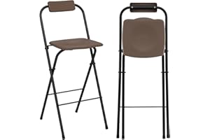 COSTWAY Set di 2 Sgabelli da Bar Pieghevoli per Esterno, Sedie da Patio ad Altezza di Bar con Schienale e Poggiapied, Sgabelli da Bistrot con Struttura in Metallo, Portata 150 kg (Marrone)