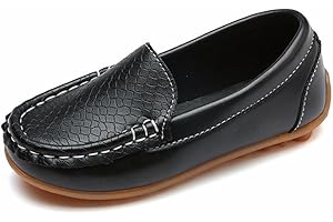 UNOSHENG Kinder Mokassins Bootsschuhe, MäDchen Weiches Leder Loafer Jungen Flache Halbschuhe Rutschfest Ballerinas Leichte Bohnen Schuhe Kinder Freizeitschuhe Barfussschuhe Kinder Lauflernschuhe Kinderschuhe