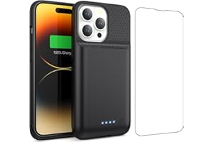 Akku Hülle für iPhone 14/13 Pro/13, HETP [7500 mAh] Wiederaufladbar Batterie Ladehülle Akku mit Schutzfolie,Tragbares Batterieladegerät Hülle Leistungsstarke Power Bank für iPhone 14/13 Pro/13-Schwarz