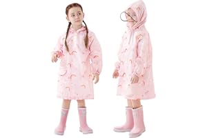 Fouyada Impermeabili per Bambini Ragazze Poncho Impermeabile Cappotto Cartone Animato Mantella per Bambino Antipioggia Simpatico Mantella Pioggia