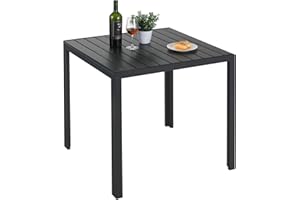 ‎LIFERUN LIFERUN Gartentisch Aluminium, 75x75cm WPC Balkontisch Wetterfest, Quadratisch Terrassentisch, Esstisch Outdoor, Hitze- und Wetterbeständig, rutschfest (Schwarz)