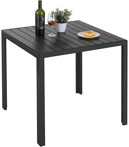 Mojawo Fiocco, bistrotafel, kunststof, 80 x 75 cm, antraciet, hoekig, balkontafel, tuintafel, terrastafel