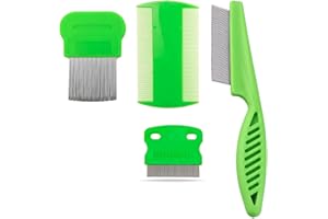 S & S PRODUCTS 4x Double-Sided Lice Comb Set with Long Handle for Nit Removal, Kids, Adults, and Pets