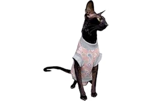 Kotomoda T-shirt pour chat Motif cachemire rose pour Sphynx et chats nus