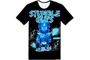 CIADAZ Stumble Guys T-Shirt,3D-Cartoon-Monster-Schädel Kurzarm-Pullover,Kids' Casual Fashion Sweatshirt(100cm-160cm)