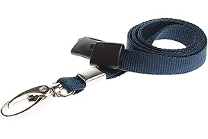 ALG ID Cards® Breakaway Lanyard Plain Colour with Safety Breakaway | Dark Blue Neck Lanyard with Metal Clip | Lanyard for Pass Card Badge Holders (Dark Blue Lanyard)