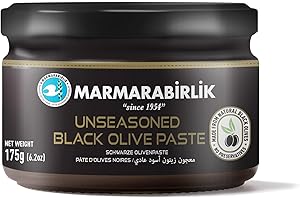 MARMARABIRLIK Marmara Birlik Black Olive Paste Plain, Olive Spread 6.17 oz/ 175 gr (6.17 oz / 175g, Plain)