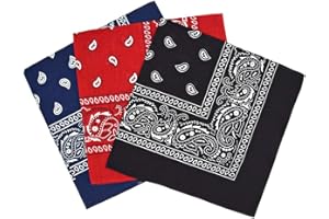 By Neki Paisley Bandanas Headband Scarf Pack Of 3 Mixed Colours Cotton Paisley Print, Hair Accessory, Sports, Multifunctional, Face Cover, Cycling