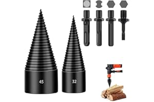 CARTLANT Brennholzspalter Bohrer 45mm+32mm mit 4pcs, Holzspalter Schraube Kegel Spaltholzkegel Holzspalterbohrer Brennholzspalter-Bohrer, Spiralbohrer Kegelspalter für den Haushalt