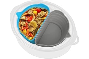 Usper Slow Cooker Divider Liner fit 6 QT, Reusable & Leakproof Silicone Crockpot Divider, Dishwasher Safe Cooking Liner for 6 Quart Pot (Blue+Grey)