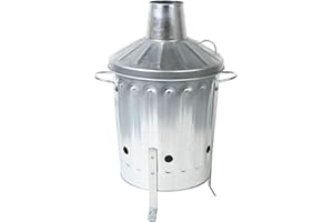 EASYSHOPPING Small Medium Large 15L 60L 90L Litre Metal Galvanised Garden Incinerator Fire Bin Burning Leaves Paper Wood Rubbish Dustbin Made in U. K. (Small 15L INC)