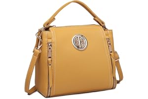 Miss Lulu Damskie torebki ze skóry PU na co dzień podróż damska górna rączka crossbody torba kurierska na ramię mała torba na ramię lekka złota sprzęt, ŻÓŁTY, 9.8 x 4.3 x 8.7 inches, Torby na ramię