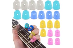 KSJEHW 20 Pièces Protecteurs De Doigt De Guitare, Protection des Doigts en Silicone pour La Basse, Protège-Doigts De Guitare, Capuchons De Doigt pour Guitare Ukulélé Tambourin Broderie