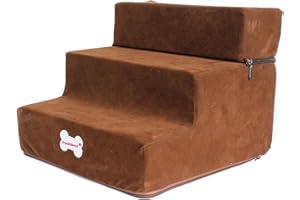 Smileshiney Scale Per Cani | 30 * 35 * 30 Cm Scala Per Animali Domestici | Scala Rimovibile A 3 Strati, Scala Rimovibile Adatta Per Cani Di Piccola Taglia E Alcuni Cani Anziani, Light brown