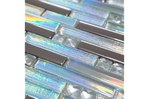 TOTAL LOOK DESIGN TILES AND INTERIORS Italian Linea Diamond Glass Mirror Stripes Mosaic Tiles Sheet for Walls Floors Bathrooms Kitchen 30 x 30cm