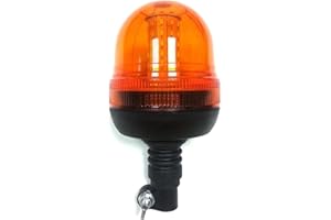 JJ Gyrophare Orange LED 12V 24V Homologué E9 R65 Balise D'Urgence Support Flexible Signalisation Lumineuse Rotation et Flash Pour Camion Tracteur Véhicule Agricole Véhicule de chantier