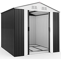 Deuba XXL Metall Gerätehaus 5m² mit Fundament 257x205x177,5cm Schiebetür Anthrazit Geräteschuppen Gartenhaus 8,4m³