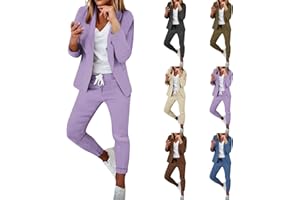 Hsternexy Hosenanzüge Für Damen Business Modern Elegant Blazer Anzug Set Einfarbig Streetwear Zweiteilig Hosenanzug Anzughose Revers Slim Fit Sportlich Büro Outfit Anzugjacke Sommer Freizeitanzug