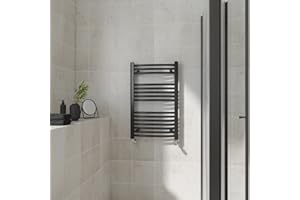 Warmehaus Curved Heated Towel Rail Black Bathroom Ladder Style Radiator Central Heating 800x500mm