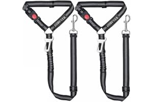 GoBuyer Dog Car Headrest Seat Belt 2 Pack for Pet Dogs Safety Harness Travel Accessories in UK, with Adjustable Heavy Duty Nylon and Anti Shock Elastic Bungee Buffer