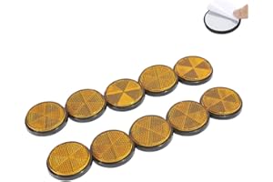 TAEUYYM 10 x Catarifrangente Autoadesivo Tondi Giallo, Catarifrangente Autoadesivo Tondi Posteriore Rimorchio, Catarifrangente Tondi Applica a Caravan RV Camion Rimorchio Trattore(Giallo)