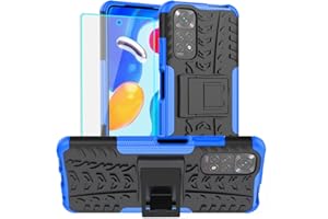 Yiakeng Funda Xiaomi Redmi Note 11 4G, Funda Redmi Note 11 4G, con Protector De Pantalla HD, Silicona a Prueba de Choques Soltar Protector, Ser aplicable Xiaomi Redmi Note 11 4G/ 11S 4G (Azul)