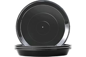 Muzhira 6 Stück Blumentopf Untersetzer, Untersetzer für Blumentöpfe, Kunststoff Blumenuntersetzer für Innen- und Außenpflanzen - 26cm/Schwarz