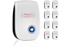 SHENKON TECH 8 pcs Repellente ad Ultrasuoni per Topi,Antizanzare Repellente Ultrasuoni Professionale,Efficace Contro le Formiche/Mosche/Insetti/Scarafaggi/Topi/Zanzare/Ragni,Human & Pet Friendly