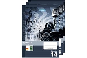 TOPPOINT 3 Notenhefte DIN A4 Schulheft Lineatur 14
