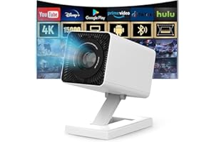 Putbecy Mini Proyector Portátil 4K con 1080P Nativo, Android 11, WiFi 6 y Bluetooth 5.4, Corrección Trapezoidal Automática, HDMI/USB, Compatible con Teléfono y PC, Proyector para Cine en Casa