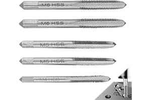 ONRYSXN Metric Hand Tap Set, 5 Pcs M6x1mm M5x0.8mm M4x0.7mm HSS Metric Machine Tap H2 High Speed Steel Straight Flutes Screw Tapping Threading for Threading Holes Machinist Repair DIY Tool