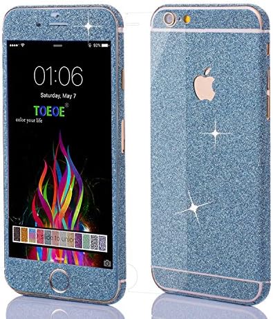 Toeoe Full Body Bling Crystal Diamond Skin Sticker with Screen Protector Film for iPhone 6s/6 - Blue