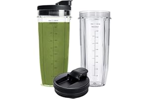 INFIAURO Vasos de repuesto de 32 onzas compatibles con Ninja Nutri BN401, SS101, BN400, BN800, BN801, con tapas de sellado mejoradas, convenientes para beber directamente. (paquete de 2)