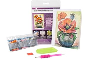 Ideen mit Herz Diamentowa kartka z życzeniami, DIN B6 (11,5 x 16,5 cm), 370 g/m², w zestawie koperta i narzędzie (maki w wazonie 01)