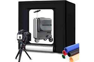 DUCLUS Caja de Estudio Fotográfica Portátil Ajustable 60x60cm con 120 LED Cuentas, Cabina de Fotografia con luz Blanca y 6 Colores Fondo