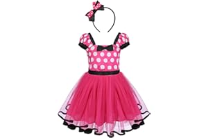 FYMNSI Enfant Bébé Fille À Pois Princesse Robe avec Bandeau Carnaval Fête d'anniversaire Costume Noël Halloween Cosplay