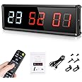 PELLOR Gym Timer, Gym Clock, LED Countdown Countdown Digital Wall Clock, Interval Timer With Stopwatch, Adjustable Brightness, Training Timer With Remote Control For Home Garage Outdoor