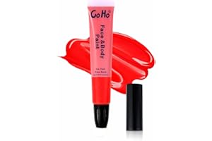 Go Ho Red Face Paint Cream Water Based Washable Foundation(0.85oz),Red Body Paint Wand with Cushion Applicator for Halloween Cosplay SFX Makeup