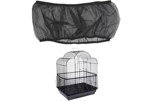 HOTMNTY Cubierta Universal Ajustable para Jaula de Pájaros con Falda (Negro, XL)