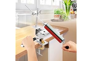 Warmfunn Aiguiseur de Couteaux Professionnel, Aiguiseur de Cuisine en Acier Inoxydable, Affûteur de Couteaux à Angle Fixe avec 4 Pierres à Aiguiser Antidérapante